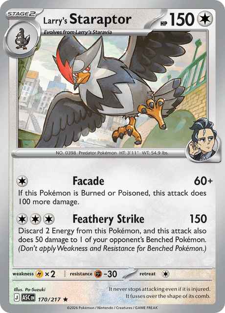 larry pokemon card value Prismatic Evolutions Common Larry's Skill #115 If tails Larry's Staraptor - Ascended Heroes