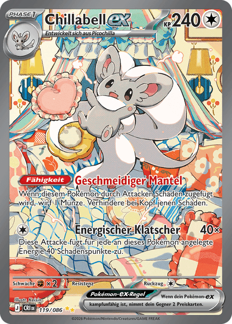【ドイツ語版】Chillabell AR ポケモンカード Chillabell-ex - Wachsendes Chaos (CRI) #119 – Limitless