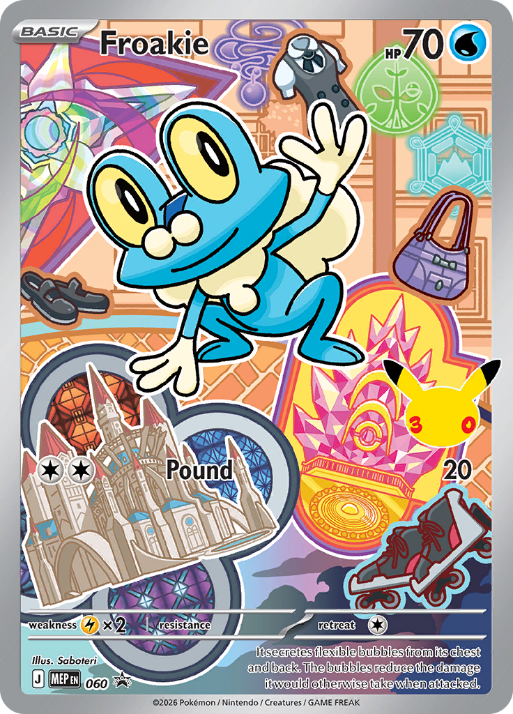 Froakie card 060 from MEP Black Star Promos, illustrated by Saboteri