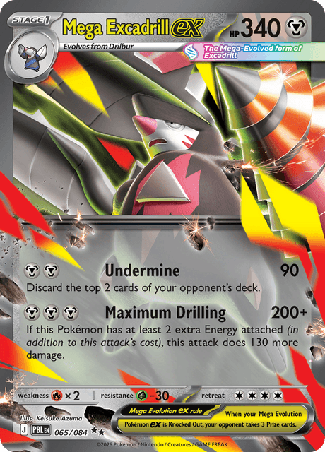 pokemon excadrill card Mega ex Colorless Drill Run (30) Discard an Energy from your opponents Active Pokémon Pokemon Emerging Powers Excadrill #57